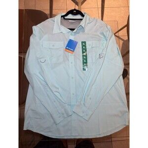 Columbia PFG OmniShade Fishing Shirt XL Long Sleeve Vented Lightweight Aqua Blue